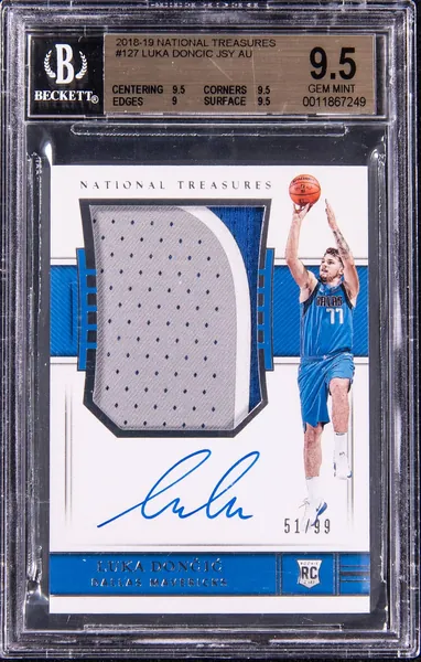 Beckett BGS 9.5 2018-19 National Treasures Luka Doncic rookie jersey autograph card